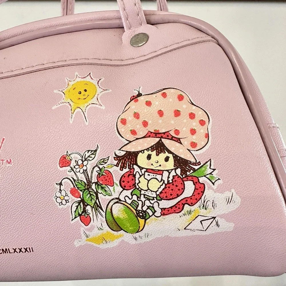 VTG 80s Strawberry Shortcake Pink Toy Purse American Greetings 6.5x7 Zip Handbag